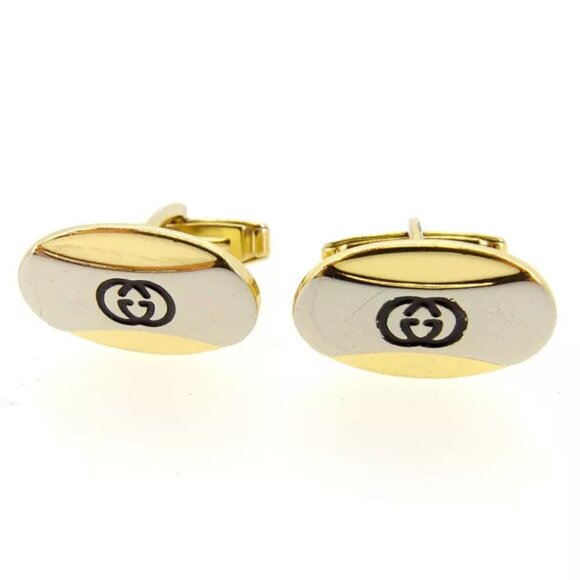 Gucci cuffs Interlocking Gold Silver Mens Authentic Used Y5025
